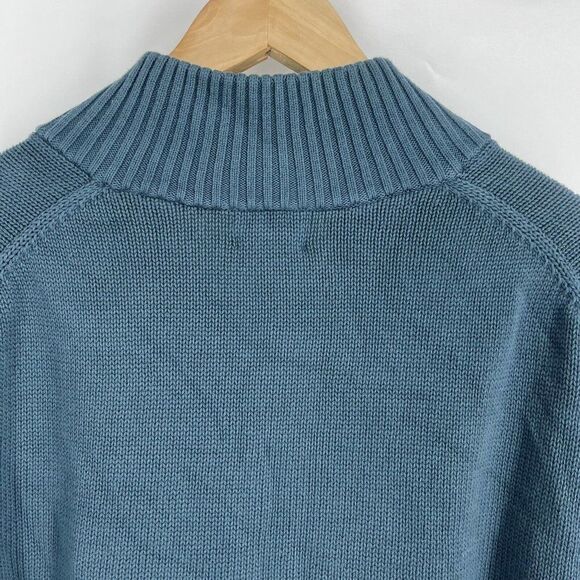 LL Bean Sweater Size Large Mens Blue Double L Quarter Half Zip Pullover Cotton - Picture 5 of 6